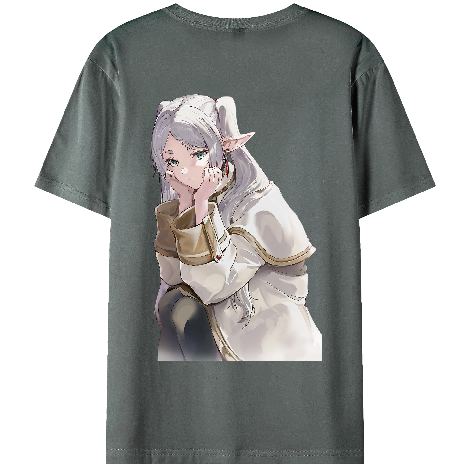 （画像用） 葬送のフリーレン Frieren 綿100％ メンズ半袖Tシャツ（バックプリント） 通気性